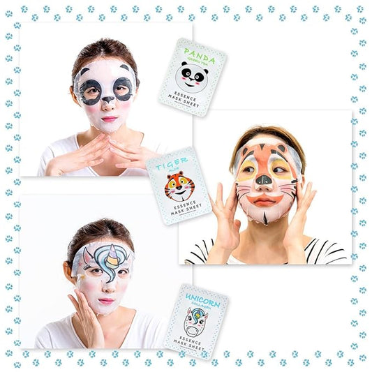 E5 Animal Print Sheet Mask (Panda, Tiger, Unicorn) 12pcs