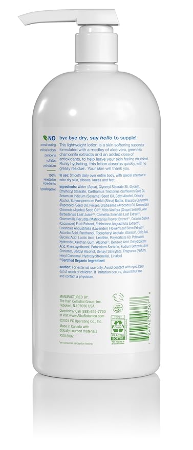Alba Botanica Daily Moisturizing Body Lotion, Normal to Dry Skin, with Vitamin E and Shea Butter, 32 Oz (Packaging May Vary)