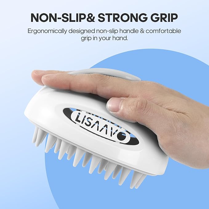 Hair Massager Scalp 3 in1 Scalp Scrubber Silicone Scalp Massager with Three Bristles-Soft, Medium and Hard Brush for Men Women and Pets,White