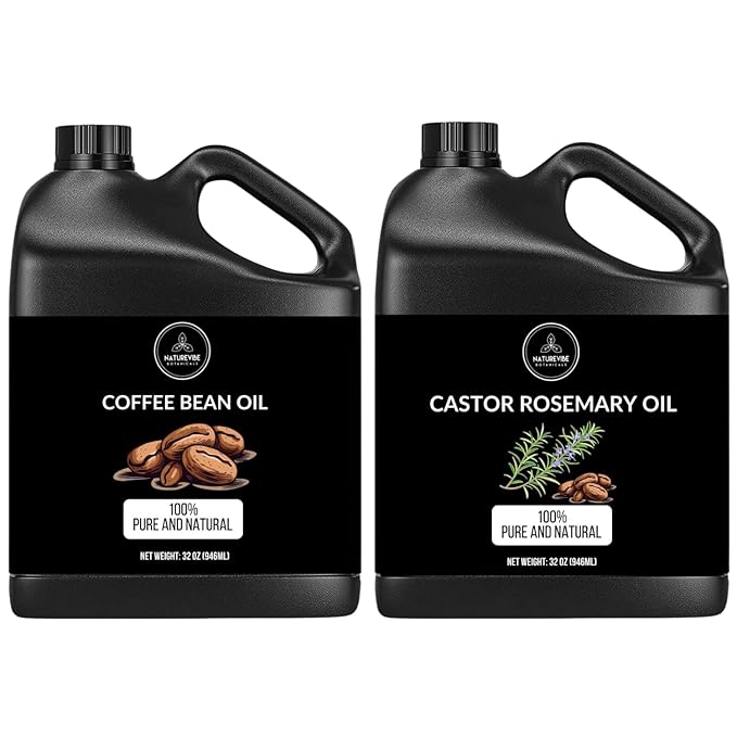 Naturevibe Botanicals Coffee Bean Oil 32oz and Castor Rosemary Oil 32oz | Oil Combo