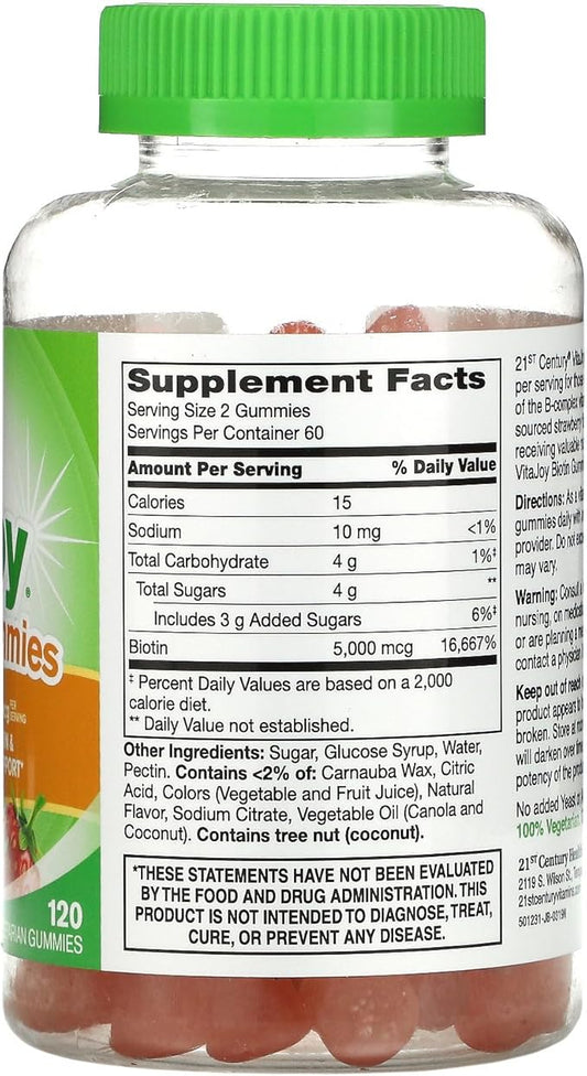 21st Century Vitajoy Biotin Gummies, (27729), Strawberry, 120 Count