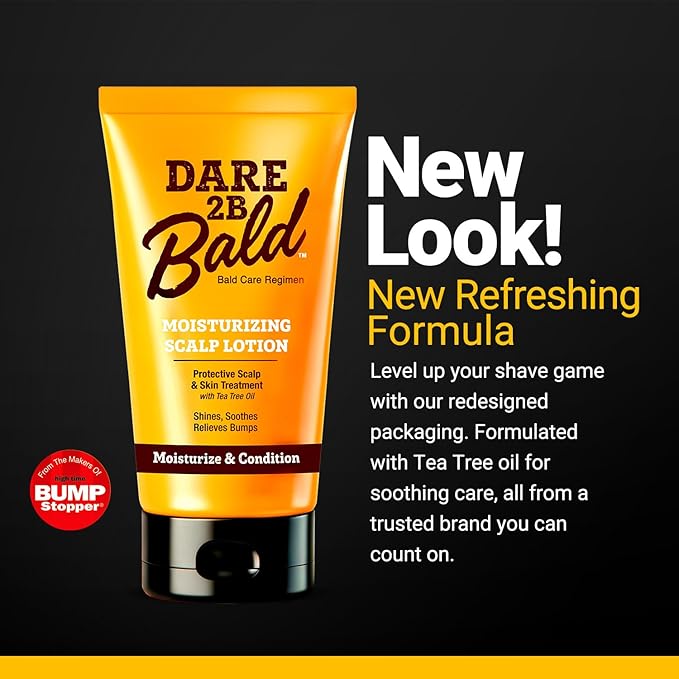 Dare 2B Bald Moisturizing Scalp Lotion | Bald Head Care Regime | Condition, Protect, and Treat the Scalp Against Flaking | Bald Head Moisturizer for Men- 4.75 OZ