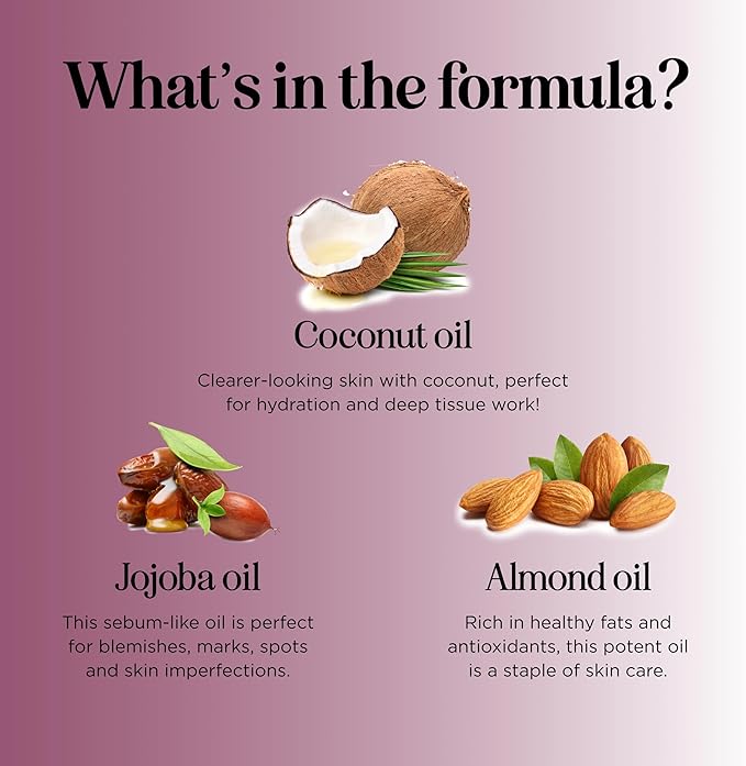 Berry Sensual Massage Oil for Couples - Fun and Fruity Full Body Massage Oil for Date Night with Smooth Gliding Coconut and Sweet Almond Oil with Tempting Berry Scent - Non GMO Gluten Free and Vegan