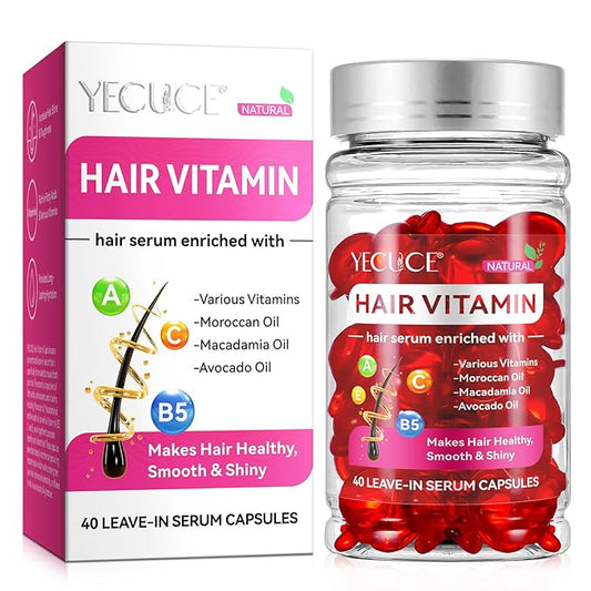 Hair Treatment Serum,Hair Capsules for Hair Growth and Moisturizing with Vitamin A C E Pro B5, Conditioner for Women & Men 40P