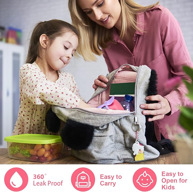 10oz Soup Thermo for Hot Food Kids Insulated Food Jar,Thermo Hot Food Lunch Container, Width Mouth Stainless Steel Lunch Box for Kids with Spoon (Pink-rainbow)