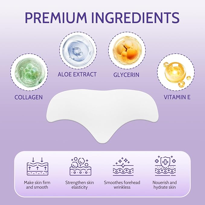 Forehead Wrinkle Patches - 12pcs Smooth Fine Lines & Wrinkles, Anti-Wrinkle Patches with Aloe,Vitamin E, Anti Wrinkle Patches, Forehead Wrinkles Treatment with Hydrolyzed Collagen