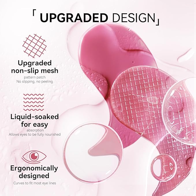 BREYLEE Pink Rose Eye Mask– 60 Pcs - Puffy Eyes and Dark Circles Treatments – Look Younger and Reduce Wrinkles and Fine Lines Undereye, Improve and Firm eye Skin - Pure Natural Material Extraction