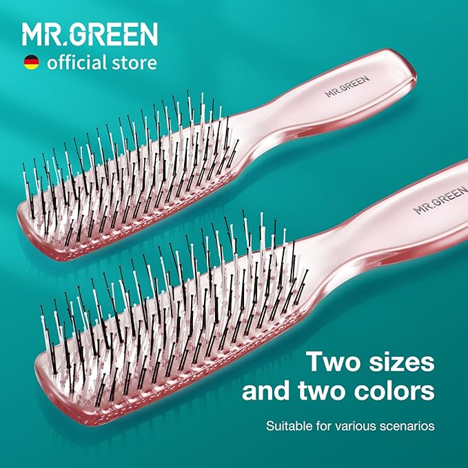 MR.GREEN Hair Brush Crystal Scalp Massage Combs Volumizing Hair Styling Fine Tooth Detangling Tool For Long Wet Dry Hair Women Gift (Pink, Small)