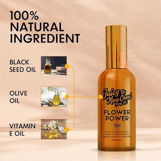 Body Oil Spray - Natural Black Seed, Olive & Vitamin E for Scar Repair, Eczema, Psoriasis, Rosacea, Moisturizing & Hair Growth (1 oz., Orange Honey)