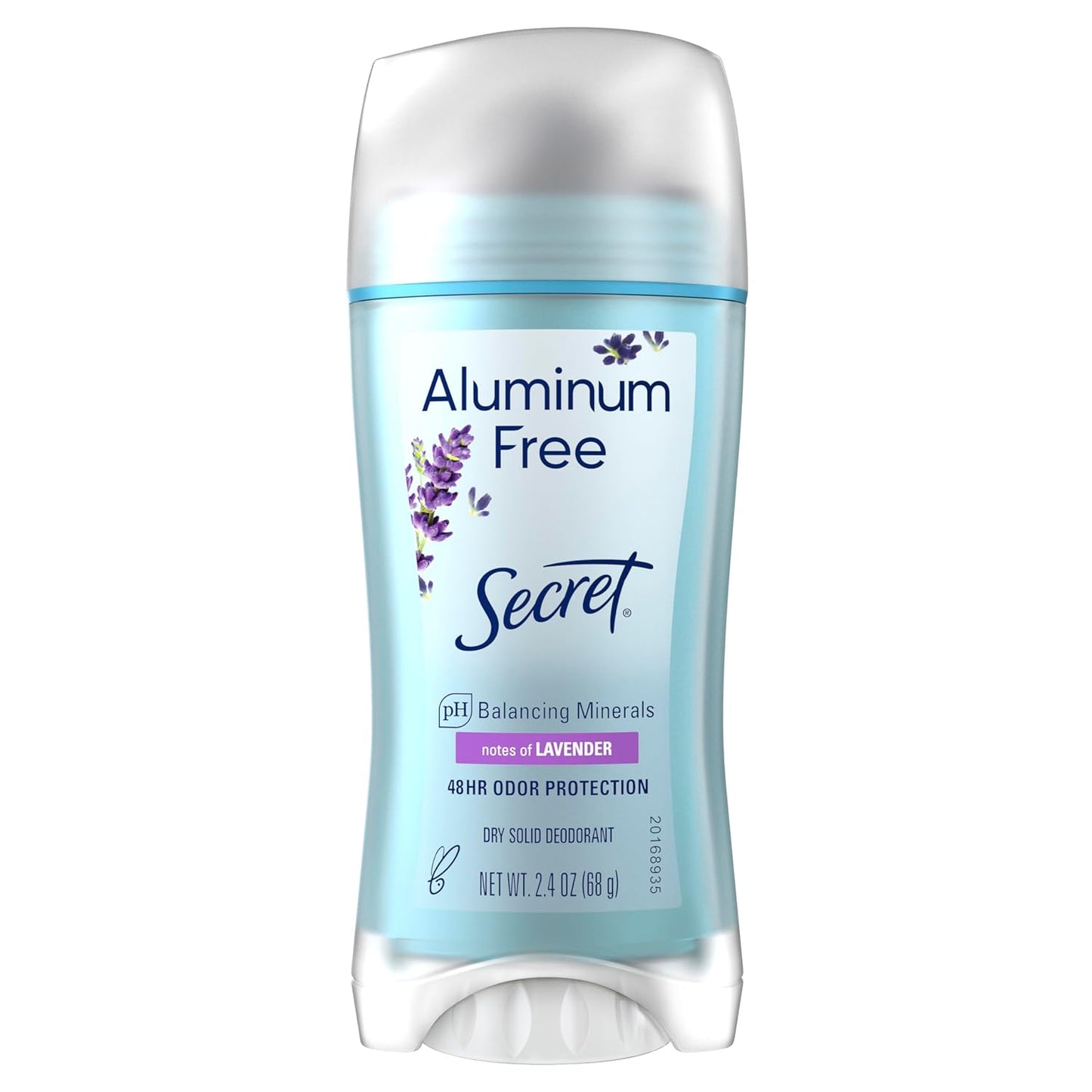 Secret Aluminum Free Deodorant for Women, 48hr Odor Protection, Naturally Derived Ingredients, Free of Parabens Dyes Talc & Baking Soda, PH Balanced, Dry Solid, Lavender Scent, 2.4 oz