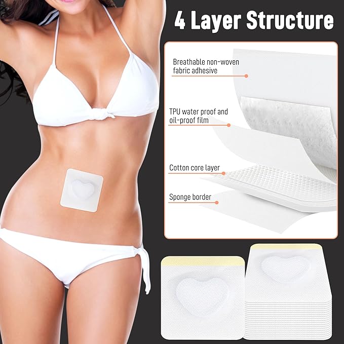 10Pcs Castor Oil Pack Wrap in Belly Button for Liver Detox, Highly Absorbent Self-Adhesive Castor Oil Wrap Organic Cotton, Anti-Seepage(Oil Not Included)