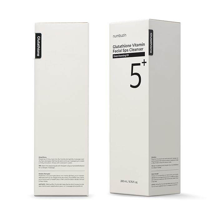 numbuzin No.5 Cleansing Oil | Glutathione C Facial Spa Cleanser | Oil Cleanser for Face | Glutathione, Vitamin C, Niacinamide | Aromatherapy, Uneven Skin Tone | 6.76 fl. oz.