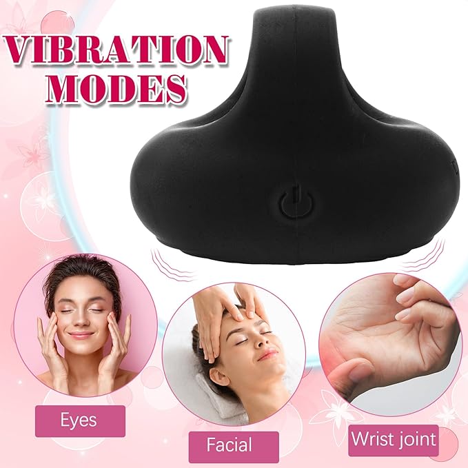 TrelaCo Pocket Mini Ring Facial and Eye Massage Ball USB Rechargeable Fingertip Massager Face Facial Muscle Tightening Anti-Aging Relief Eyes Dark Circles, Eye Puffiness, Fatigue (Black)