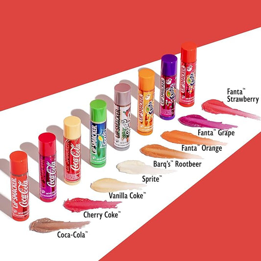 Lip Smacker Coca-Cola Flavored Balm, 8 Count, Flavors Coke, Cherry Vanilla Sprite, Root Beer, Orange Fanta, Grape Strawberry Fanta