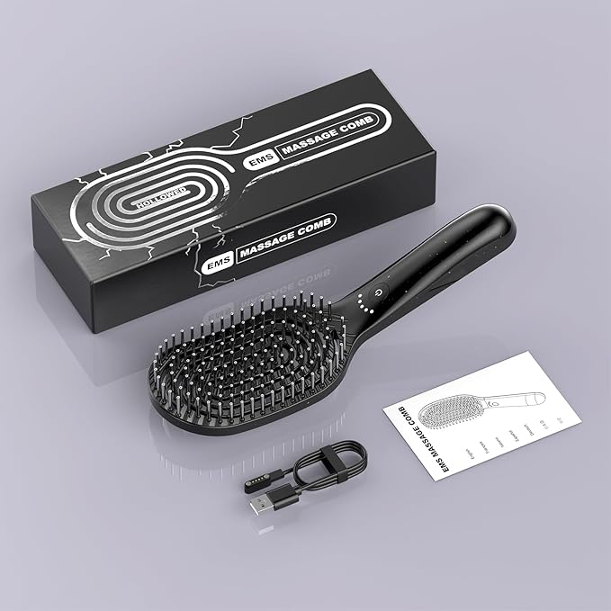 Microcurrent Massage Comb, Professional Stainless Steel Massage Comb for Hair Treatment, Advanced Scalp Care Brush with 144 Teeth for Hair Styling Promote Hair Growth, Suitable for Men & Women