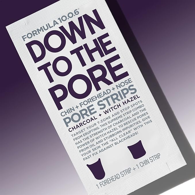 FORMULA 10.0.6 - Down to the Pore Strips - Pore Cleansing Strips, Removes Blackheads & Clears Clogged Pores, 6 Count
