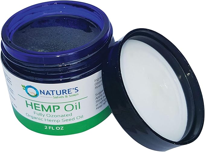 Nature's Salves Fully Ozonated 100% Organic Cold Pressed Unrefined Hemp Seed Oil - 2 Oz