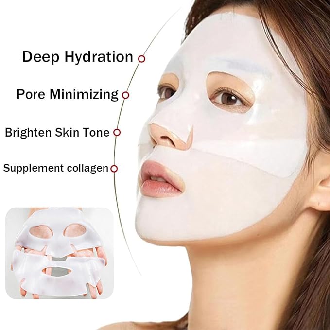 4 Pack Deep Collagen Overnight Mask,Bio-Collagen Real Deep Mask, Skinqueen Korean Collagen Films Deep Collagen Anti Wrinkle Firming Lifting Face Mask