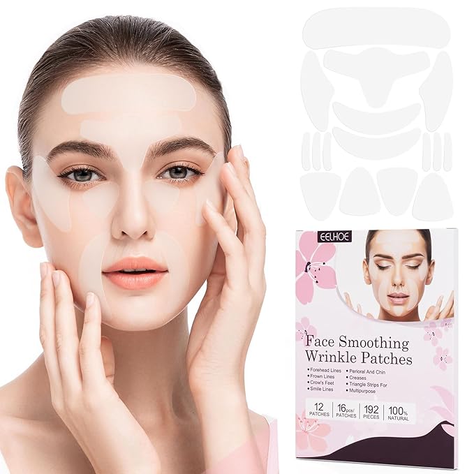 Silicone Face Patches, 192pcs Facial Skin Wrinkle Patches Silicone Mask Face Facial Patches for Overnight Fine Line, Forehead & Under Eyes, Smile Lines Smoothing