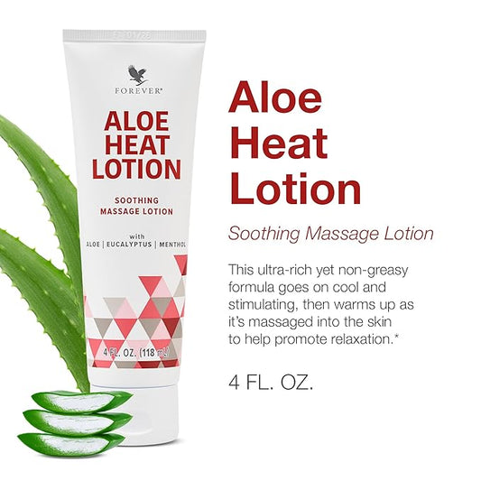 Forever Living - Aloe Heat Lotion with Menthol and Eucalyptus Fragrance, Comfort and Skin Nourishment, Vegan-Friendly Formula, 4 fl oz