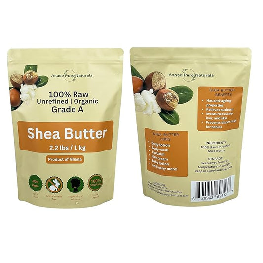 Shea butter, 1 KG, Raw, Unrefined, Grade A, Hand made, Ivory, Ghana Africa, Great for Hair, Skin, Nourish and moisturize, Body butter