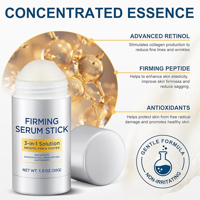 Advanced Retinol Firming Serum Stick,Anti Aging Neck Firming Cream,3-in-1 Smooth,Tighten and Firm Face,Neck & Jawline, Reduces Wrinkles,Nourishing Anti Aging Repair Cream for All Skin Types