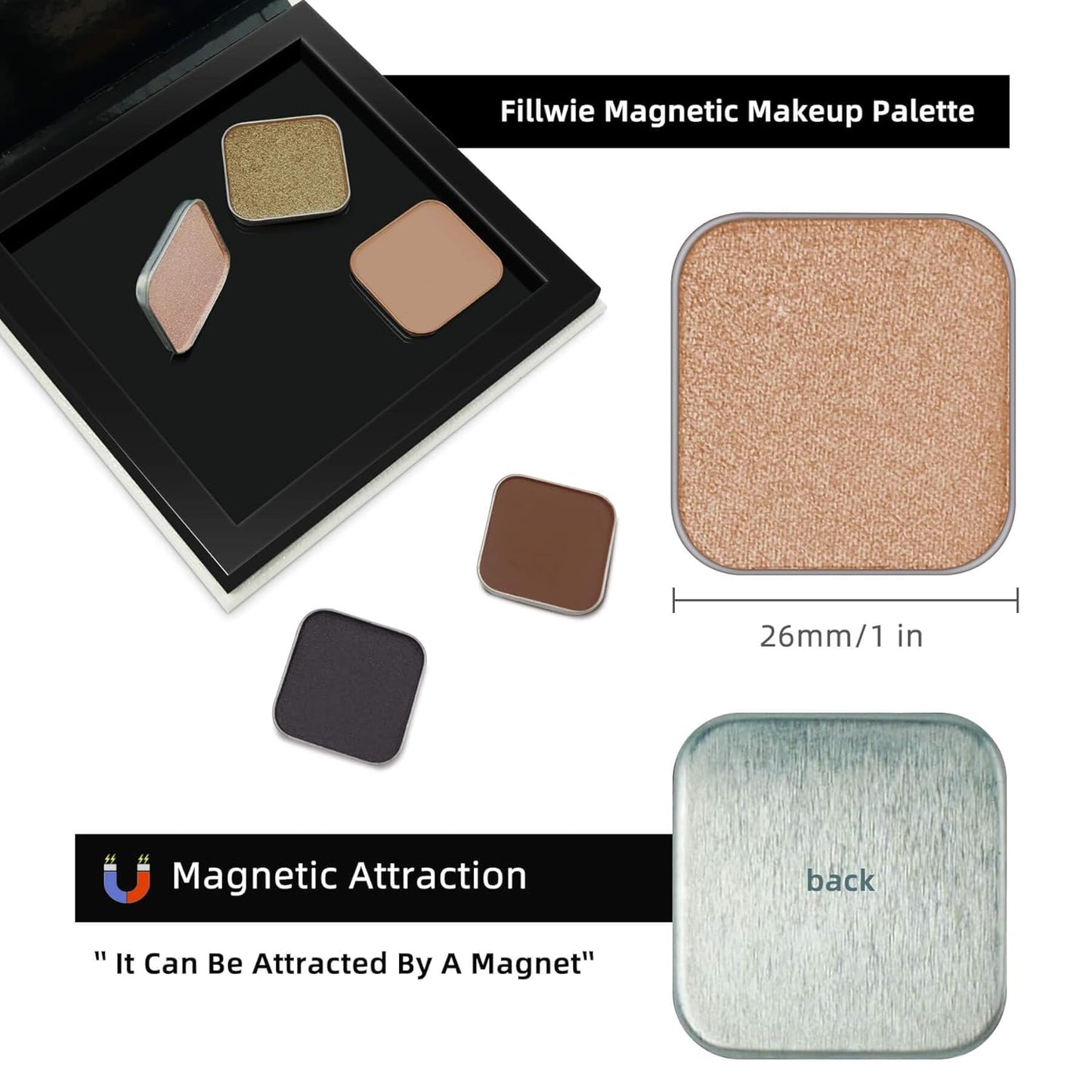 Magnetic Single Matte Eyeshadow with Metal Pan, Long-lasting Natural Nude Color neutral Look, Base Eyeshadow Powder for Empty Magnetic Palette (Amber Aura)