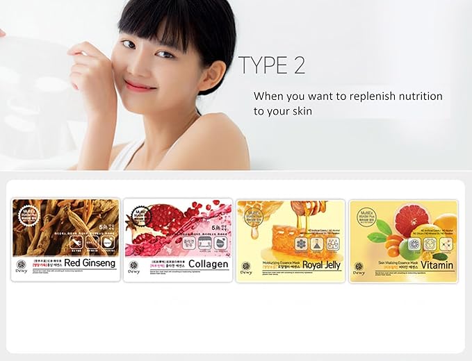 TNB Dewy Korean Essence Face Mask, Moisturizing Mask Sheet Pack, Korean Skin Care For All Skin Types (Red Ginseng)