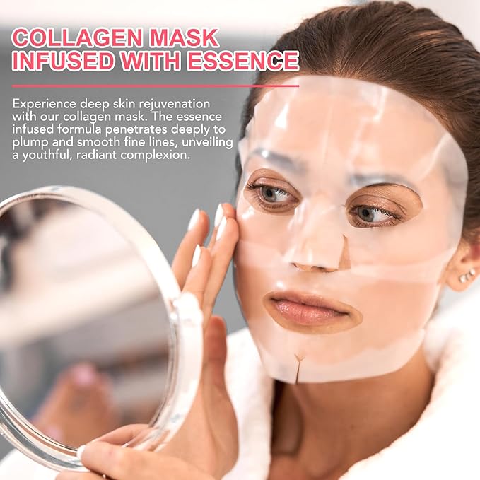 Collagen Face Mask Overnight, Collagen Real Deep Mask, Face Masks Beauty, Hydrating, Pore Minimizing, Brighten Skin Tone, Elastic Skin, 4PCS