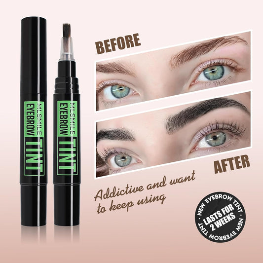 2PCS Temporary Eyebrow Tint Set, Grey Black Tattoo Eyebrow Gel, Natural Color Eye-Brow Gel Waterproof Longlasting, Last Up to 7 Days