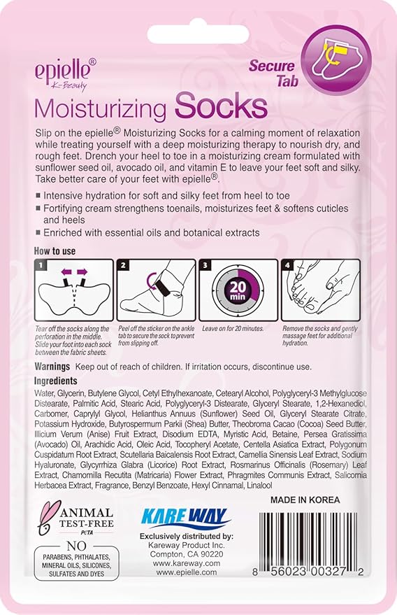 Epielle Moisturizing Foot Masks (Socks 6pk) for Foot Heel to Toe | Foot Cream & Lotion - Sunflower Seed Oil + Avocado Oil + Vitamin E, Mother's Day Gifts, Teacher's Appreciation