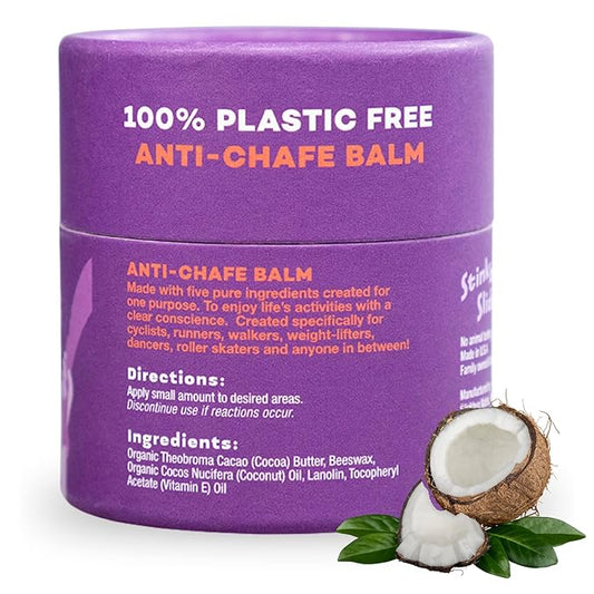 Stinkbug Naturals Organic Plastic Free Anti-Chafe Balm Tub, 100% Natural Ingredients, Aluminum Free Packaging, 2.5 Ounce Pack of 3