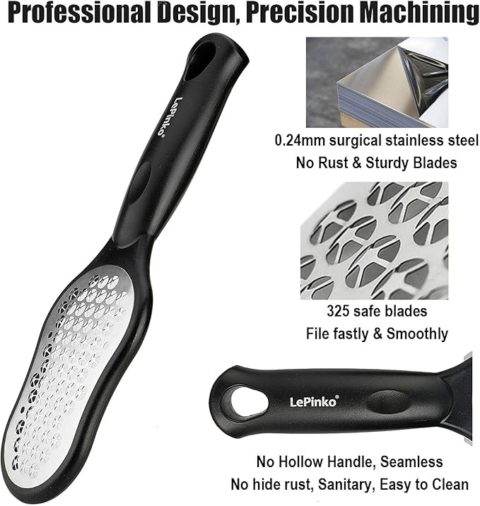 LePinko Foot Scrubber Set, Updated Blades, No Hurt Feet File, Powerful Pedicure Tool to Remove Callus and Dead Skin, Use in Shower or Dry, 2PCS