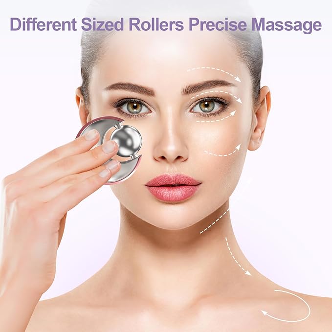 Facial Roller for Puffy Eyes, Ice Globes for Face 360° Rotating Eye Cream Applicator Tool Ice Roller for Face and Eyes, Durable Cold Facial Globes for Skin Care Pink