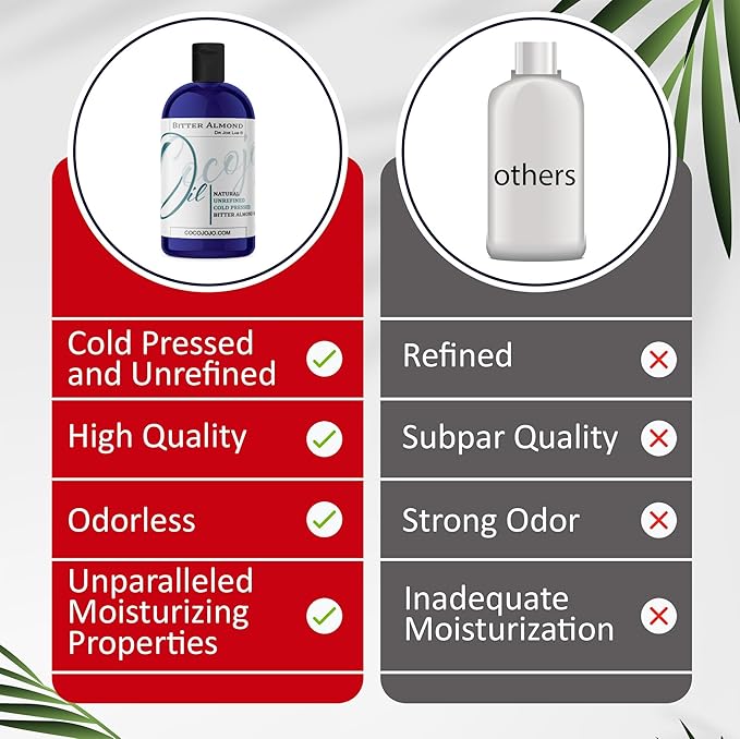 Dr Joe Lab Bitter Almond Oil - 16 oz - Pure Natural Sourced Non-GMO Bulk Carrier Oil - for Skin, Hair, Body, Nails, Face, Arms & Legs - Hydrates, Nourishes, Moisturizes
