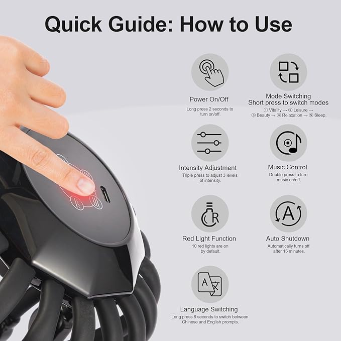 Head Massager Scalp Massage Tool – 360° Multi-Point Electric Hair Massager with 20 Nodes, 5 Modes, Rechargeable & Portable for Stress Relief, and Headache Relief