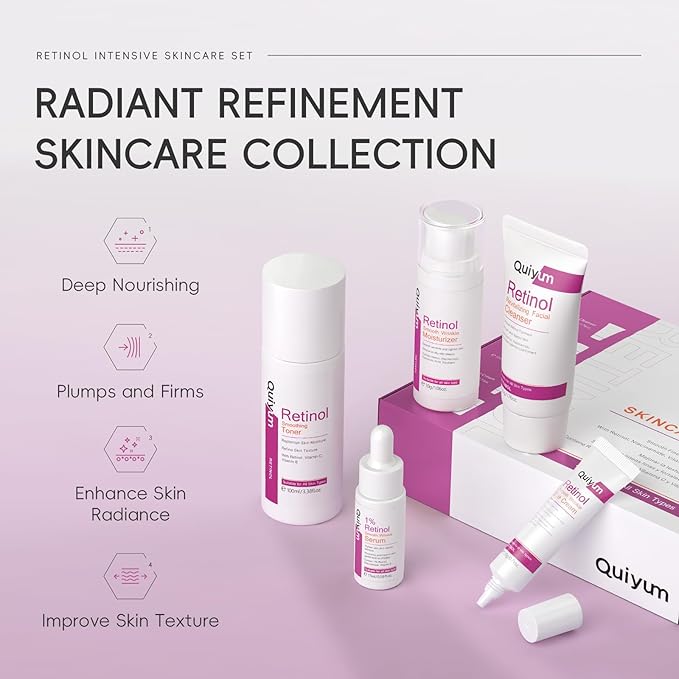 Retinol Skin Care Set, 5 In 1 Skincare Beauty Gifts Sets with Retinol Serum, Moisturizer, Eye Cream, Cleanser, Toner, Anti Aging Skincare Kit for Women, Mother Day
