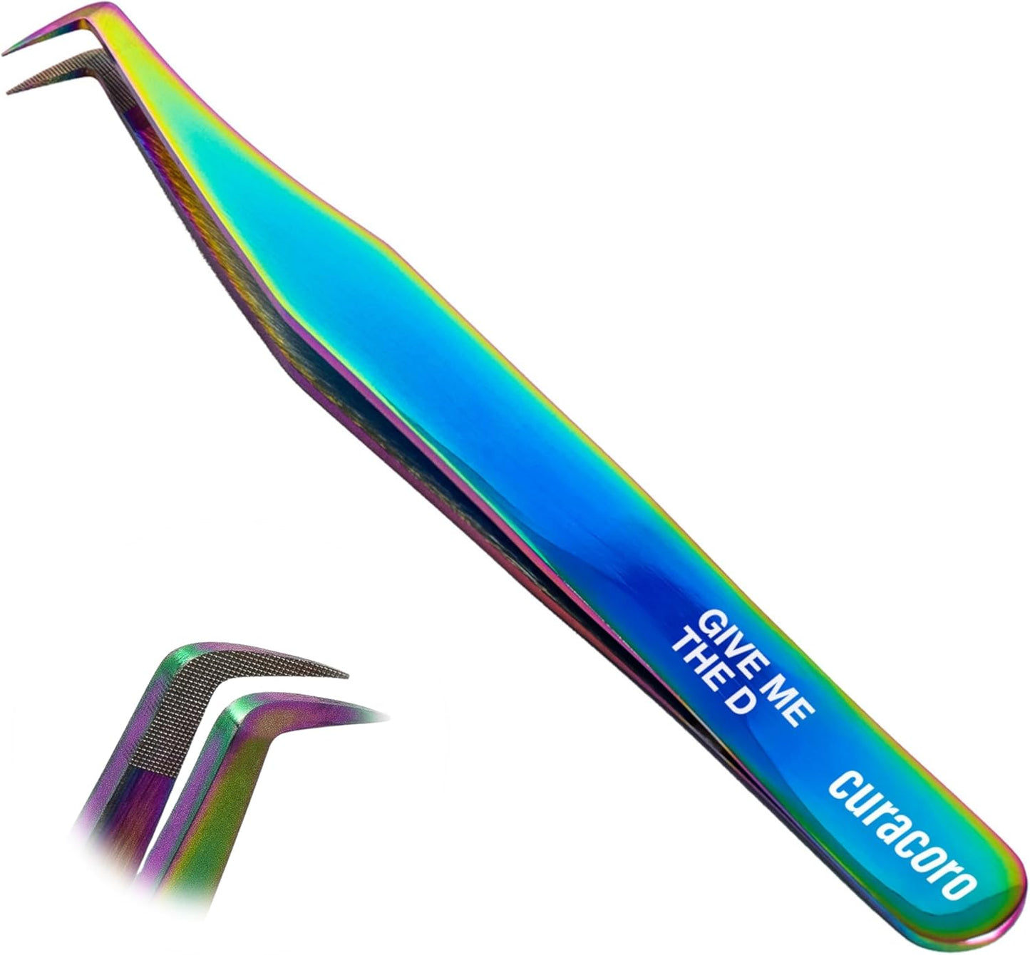 Curacoro Lash Tweezer - Professional & Precision Fiber Tip Grip Lash Tweezers for Eyelash Extensions, Multi Shapes & Purposes Tweezers for Volume, Isolation & Classic Lashes (Galaxy, Give Me the D)