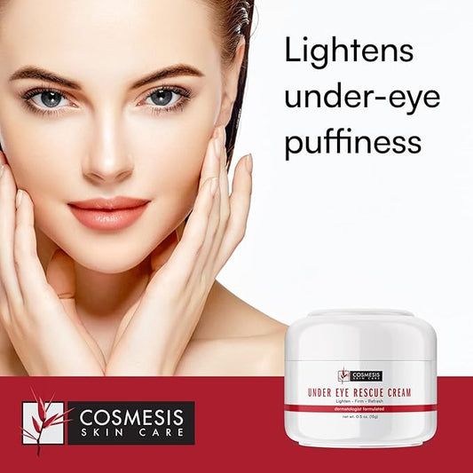 Cosmesis Under Eye Rescue Cream: Minimizes Puffiness, Fights Aging & Environmental Damage with Antioxidant Tea Blend, 0.5 oz (15g)