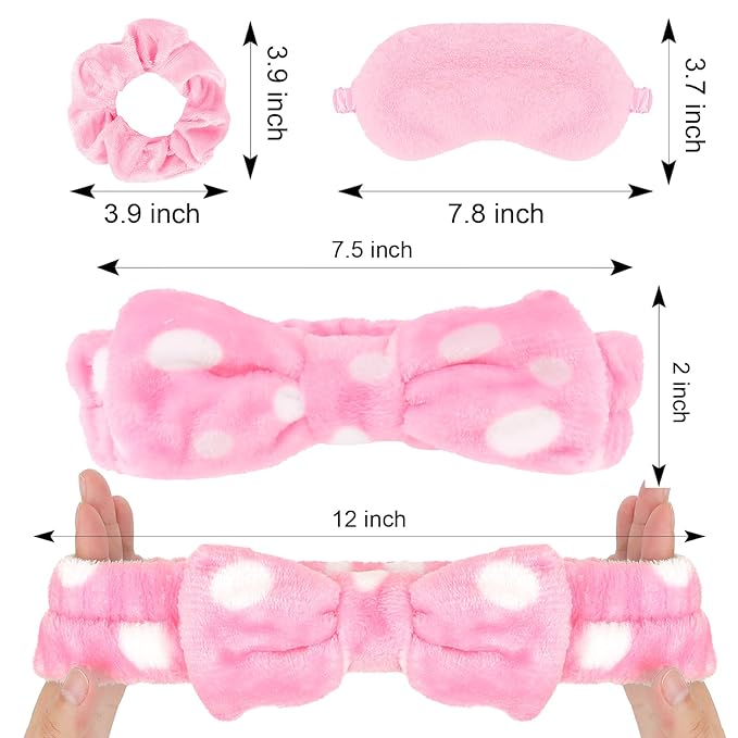 Casoty 18 Pcs Spa Headbands with Plush Sleep Eye Masks Set, Slumber Party Supplies for Women Girls, Skincare Headbands, Makeup Headband for Face Washing Shower Yoga Spa Pajama Party