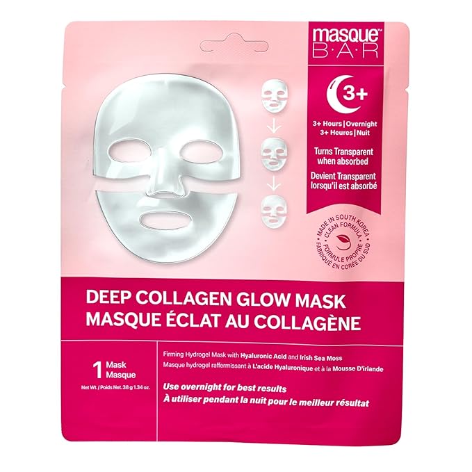 masque BAR Deep Collagen Glow Mask with Hyaluronic Acid |Tiktok Trending Rapid Absorbing Face Mask for Deep Hydration, Elasticity, and Pore Minimizing| Fragrance Free Korean Skincare-6pk