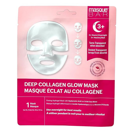 masque BAR Deep Collagen Glow Mask with Hyaluronic Acid |Tiktok Trending Rapid Absorbing Face Mask for Deep Hydration, Elasticity, and Pore Minimizing| Fragrance Free Korean Skincare-6pk