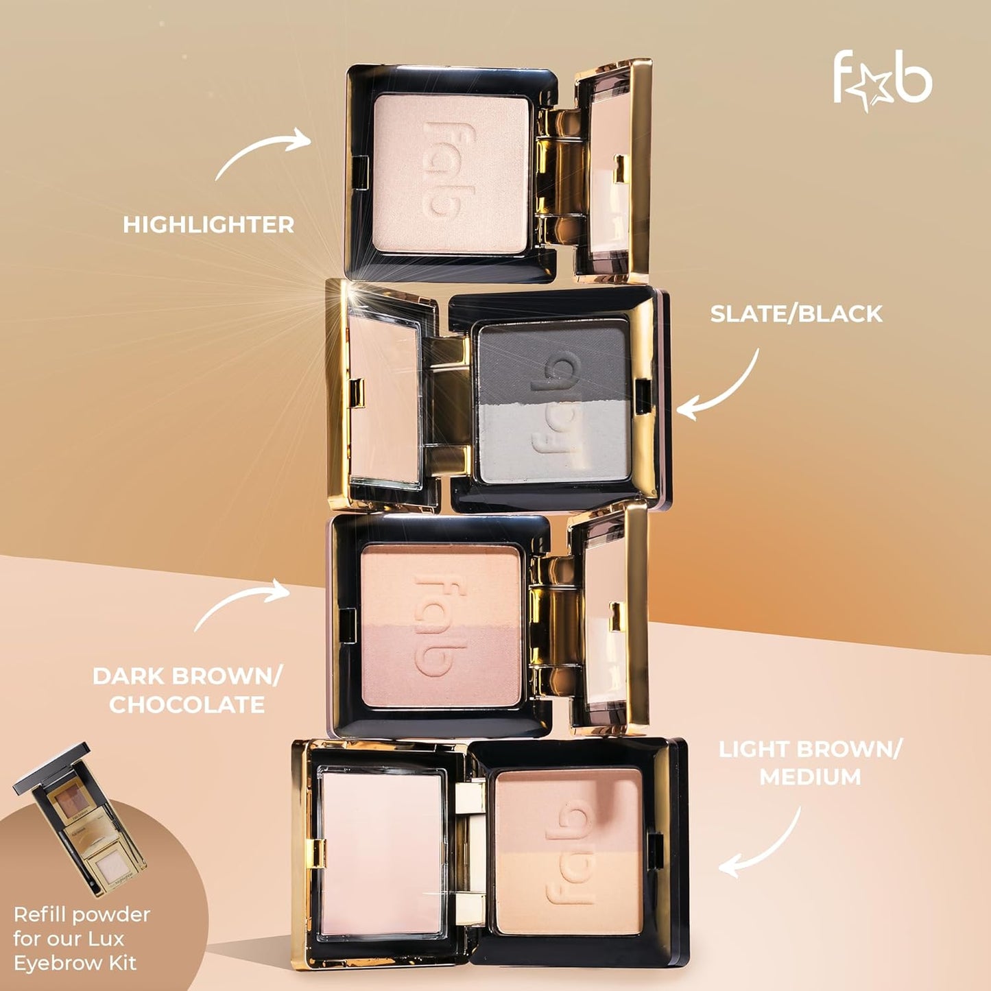 Lux Eyebrow Kit Refill Powder - Soft and Natural Eyebrow Definition for Brows Highlighter On-The-Go