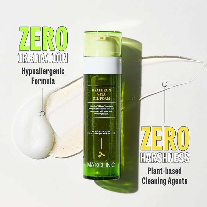 [K-Beauty] Hyaluron Vita Oil to Foam - All-in-One Korean Face Wash Oil Based Foaming Facial Cleanser - Pore Minimizing & Blackhead Remover - Makeup Deep Cleansing Oil for Dry Skin (3.88 fl oz)