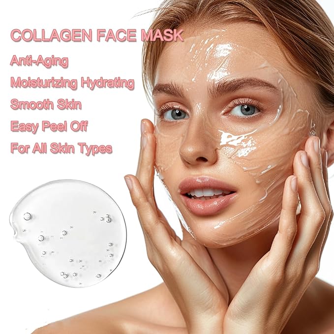Collagen Wrapping Peel-Off Mask Overnight, Collagen Night Wrapping Face Mask, Hydrates & Firming Face Mask for Moisturizing & Tightening, Glowing Skin