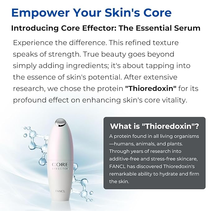 FANCL [Official Product] Core Effector - Japanese Radiance-Boosting Anti-Aging Face Serum with Thioredoxin for Fine Lines & Wrinkles, Hydrating & Plumping Serum, Safe for Sensitive Skin