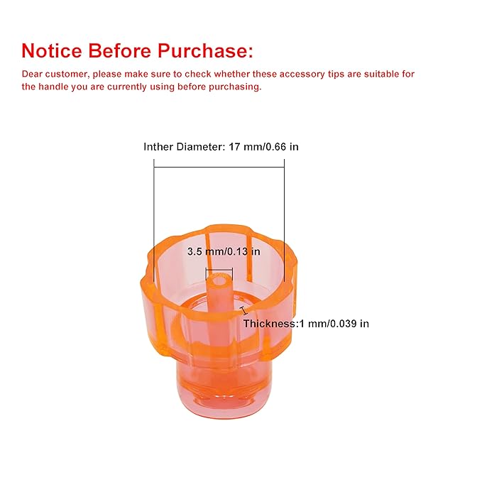 Plastic Cap Beaty Machine Spare Parts Hydro Dermabrasion Water Peeling Tips 8pcs Per Set For Elitzia ETNS900 ETAF131T (Orange)