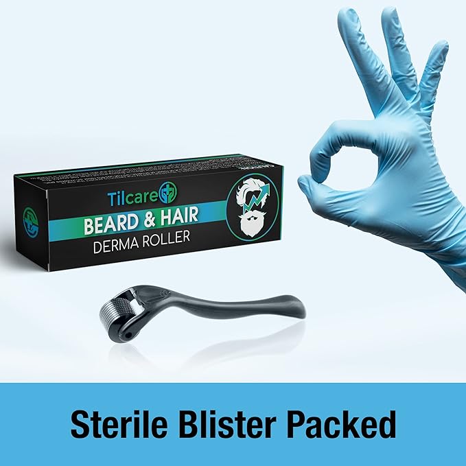 Beard and Hair Derma Roller (1Pack) by Tilcare - Sterile Titanium Derma Roller 0.25mm