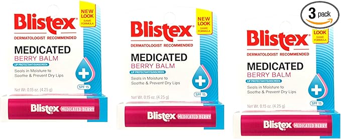 Blistex Medicated Lip Balm, Spf 15, Berry, .15-Ounce Tubes (Pack of 3)