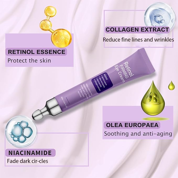 Collagen Eye Cream Anti Aging - Under Eye Cream for Dark Circles - Retinol Eye cream - Firming Eye Serum - for Puffiness and Bags Under Eyes - Smooth Eye Bags Treatment for Women